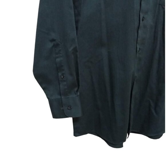 Van Heusen Deep Teal Lux Sateen Button Down Dress Shirt Sz M 15 (32/33) - Picture 4 of 6